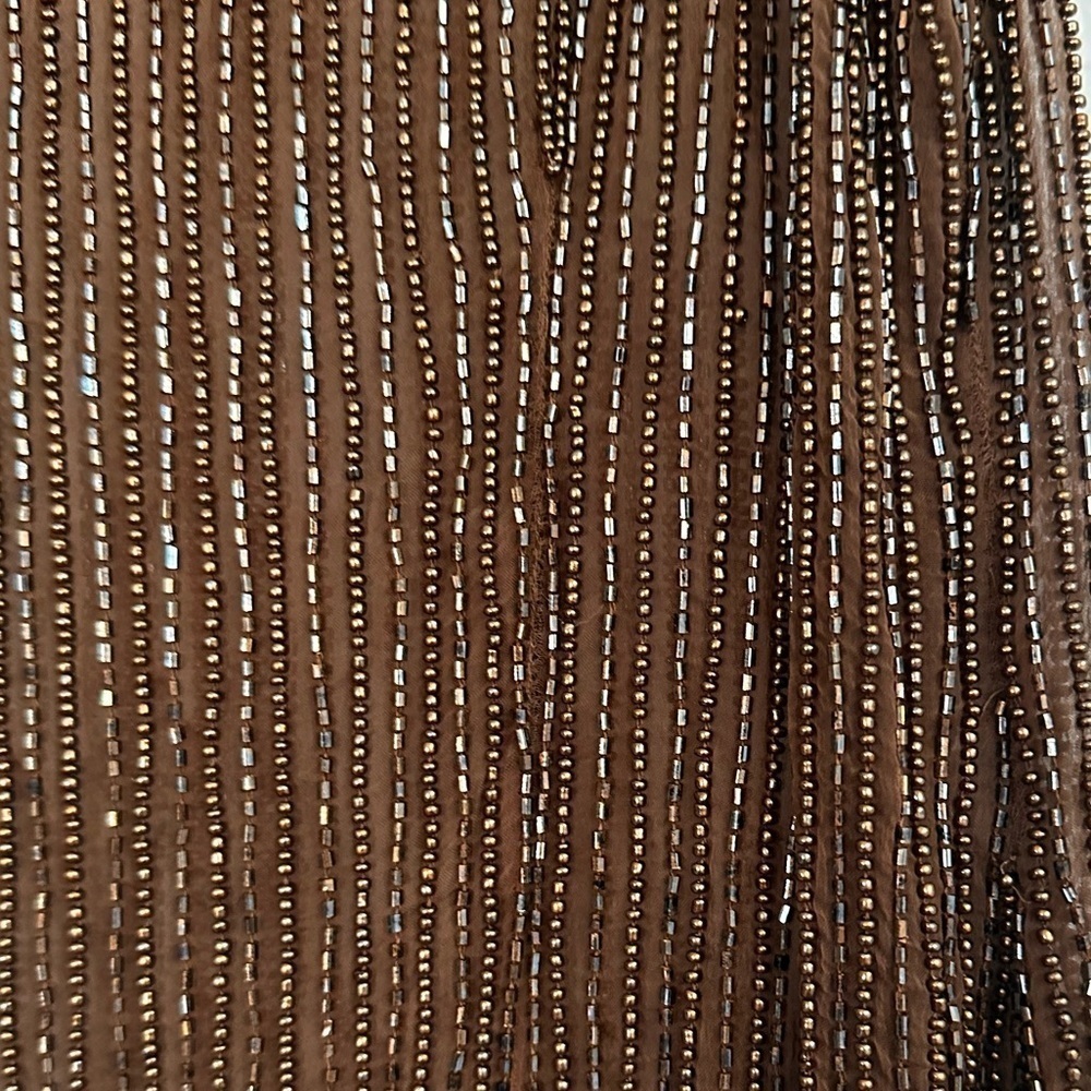 Anthropologie Moyna Sheer Beaded Brown Tank Top - Picture 12 of 15